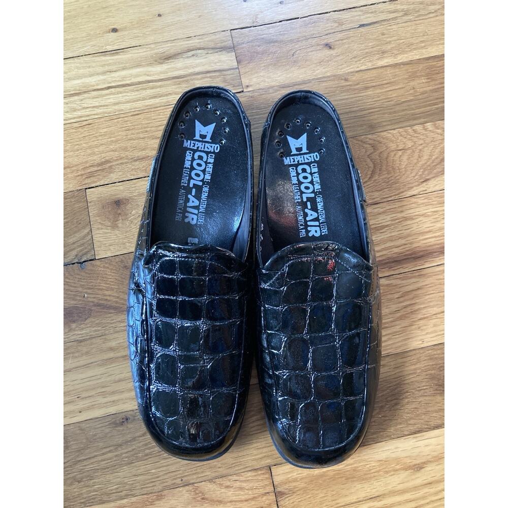 Mephisto Cool-Air Black Patent Leather Croc Loafers Slip On Shoes Women's 8 - Picture 2 of 8
